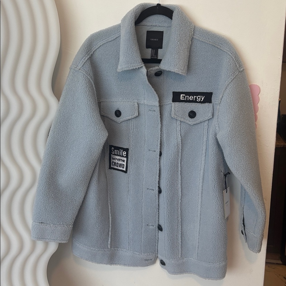 Forever 21 Light Blue Fleece Jacket